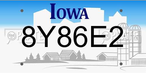 8Y86E2 Iowa License Plate