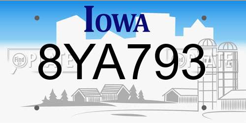 8YA793 Iowa License Plate