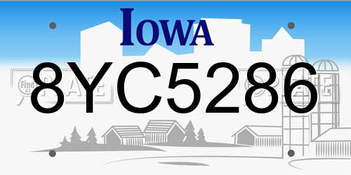 8YC5286 Iowa License Plate