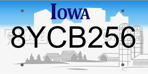 8YCB256 Iowa License Plate
