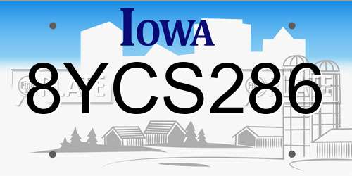 8YCS286 Iowa License Plate