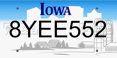 8YEE552 Iowa License Plate