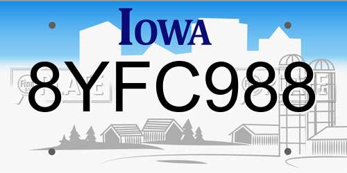 8YFC988 Iowa License Plate