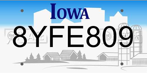 8YFE809 Iowa License Plate