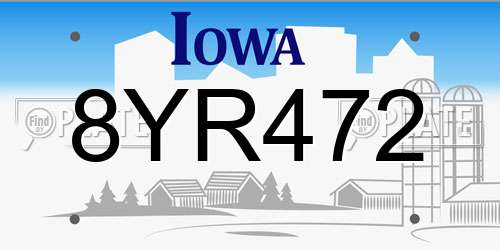 8YR472 Iowa License Plate