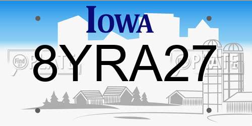 8YRA27 Iowa License Plate