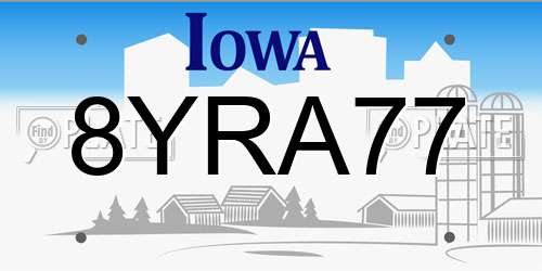 8YRA77 Iowa License Plate
