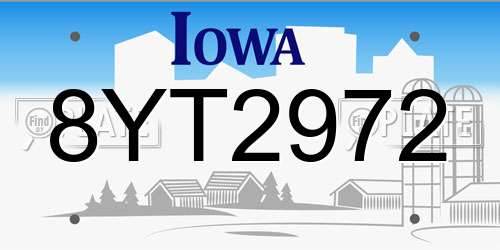 8YT2972 Iowa License Plate