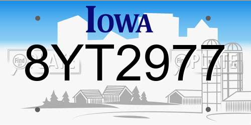 8YT2977 Iowa License Plate