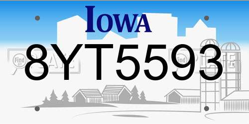 8YT5593 Iowa License Plate