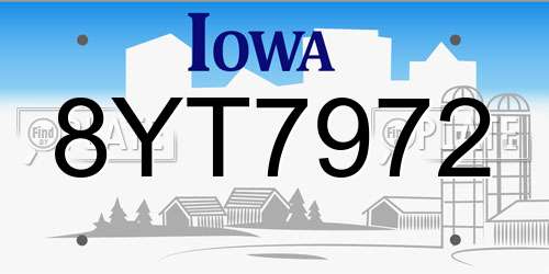 8YT7972 Iowa License Plate