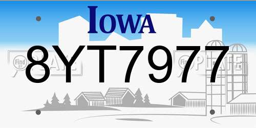 8YT7977 Iowa License Plate