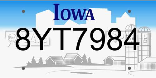 8YT7984 Iowa License Plate