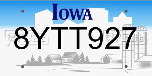 8YTT927 Iowa License Plate