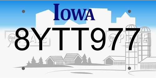 8YTT977 Iowa License Plate