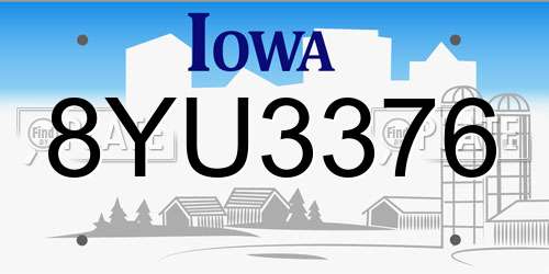 8YU3376 Iowa License Plate