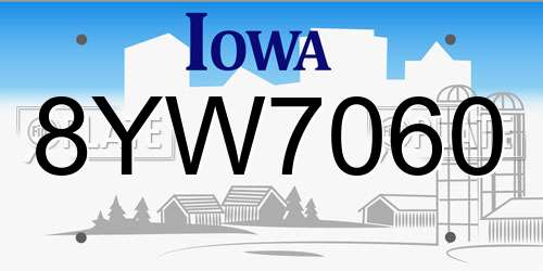 8YW7060 Iowa License Plate