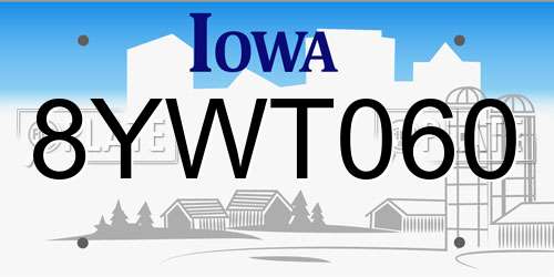 8YWT060 Iowa License Plate