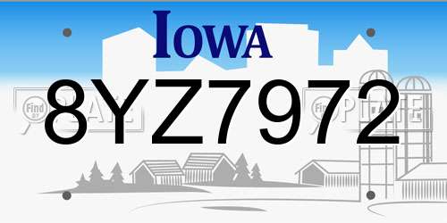 8YZ7972 Iowa License Plate