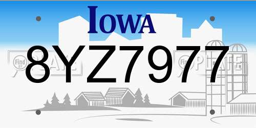 8YZ7977 Iowa License Plate