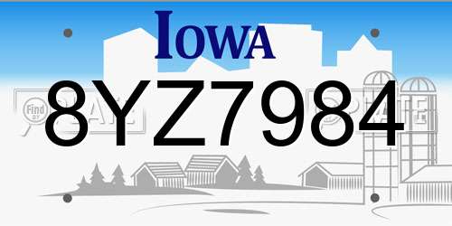 8YZ7984 Iowa License Plate