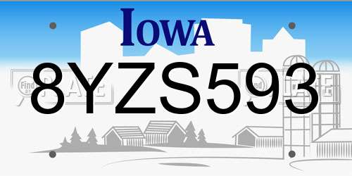 8YZS593 Iowa License Plate