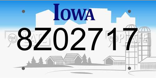 8Z02717 Iowa License Plate