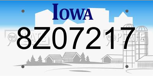 8Z07217 Iowa License Plate