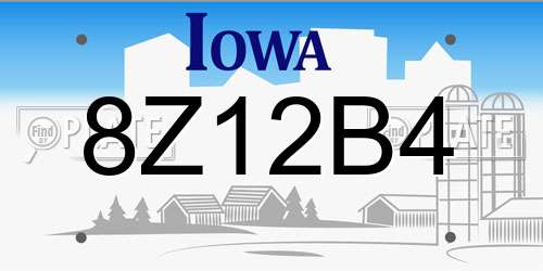 8Z12B4 Iowa License Plate
