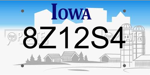 8Z12S4 Iowa License Plate
