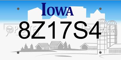 8Z17S4 Iowa License Plate