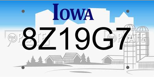 8Z19G7 Iowa License Plate
