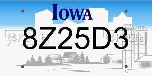 8Z25D3 Iowa License Plate