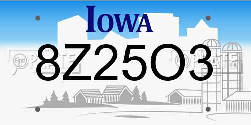 8Z25O3 Iowa License Plate