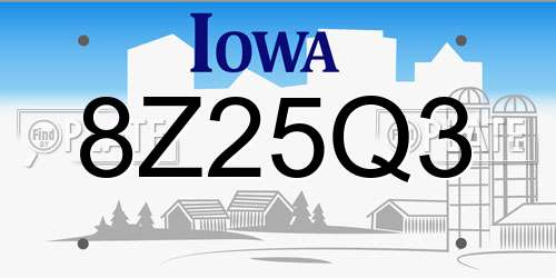 8Z25Q3 Iowa License Plate