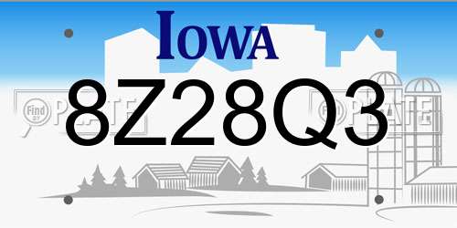 8Z28Q3 Iowa License Plate