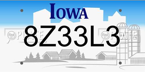 8Z33L3 Iowa License Plate