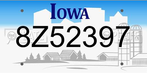 8Z52397 Iowa License Plate