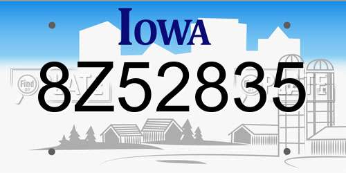8Z52835 Iowa License Plate