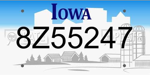 8Z55247 Iowa License Plate