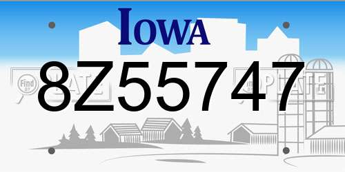 8Z55747 Iowa License Plate