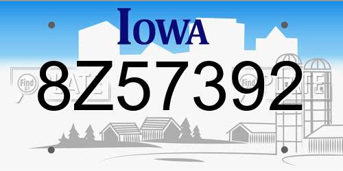 8Z57392 Iowa License Plate