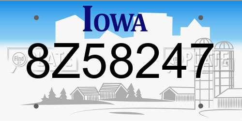 8Z58247 Iowa License Plate