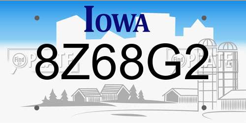 8Z68G2 Iowa License Plate
