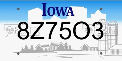 8Z75O3 Iowa License Plate