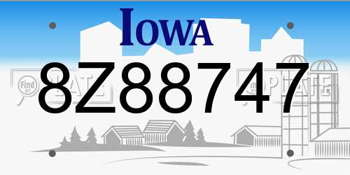 8Z88747 Iowa License Plate