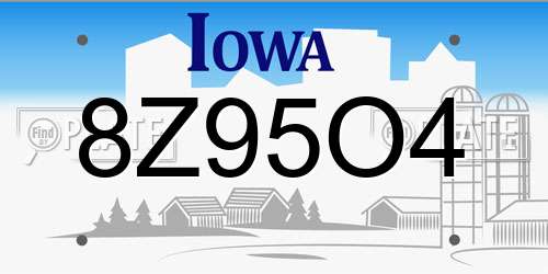 8Z95O4 Iowa License Plate