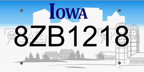 8ZB1218 Iowa License Plate