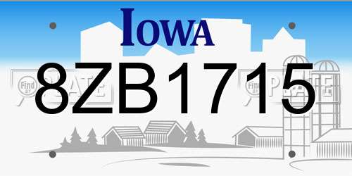 8ZB1715 Iowa License Plate
