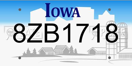 8ZB1718 Iowa License Plate